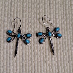 Sterling Silver Turquoise Dragonfly Earrings